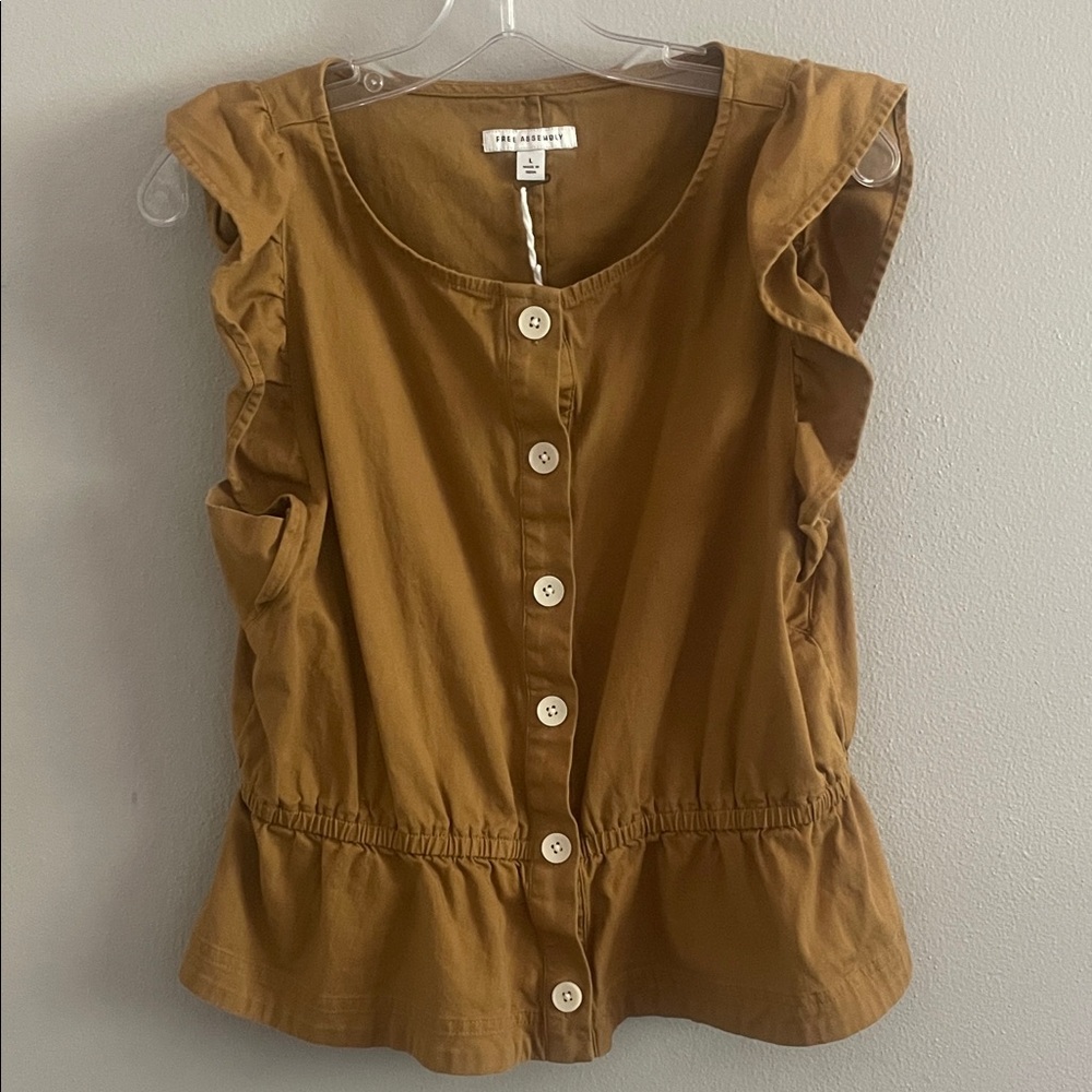 Free Assembly Flutter Sleeve Top Size Large